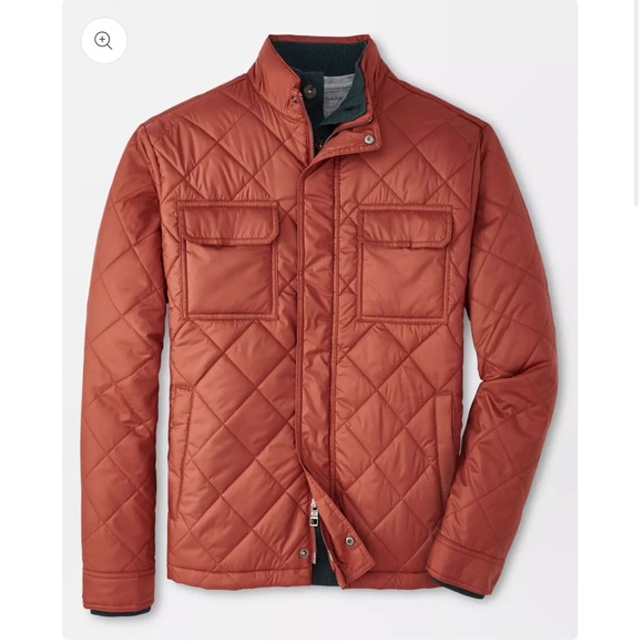 Peter Millar Norfolk quilted bomber barn jacket in burnt orange/rust, small - Picture 2 of 9
